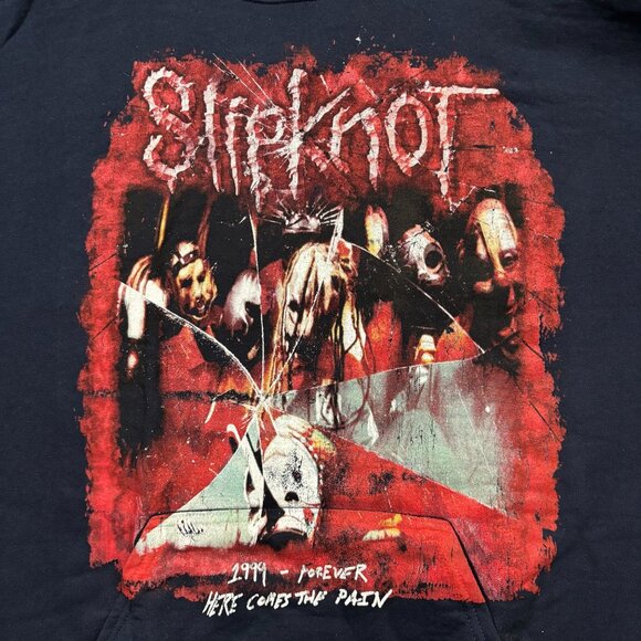 Slipknot 1999 Here Comes The Pain Blue Rock Hoodie Size Large - Picture 2 of 4